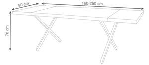 Jedálenský stôl Xesi rozkladací 160-250x76x90 cm (dub, čierna)