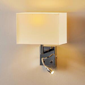 Nástenné svetlo Hotel LED, biela, textil, 2-pl., LED lampa na citanie