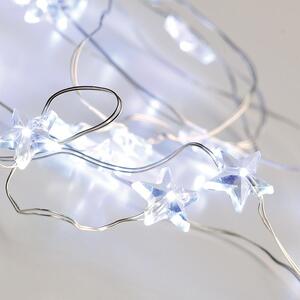 ACA DECOR LED vianočné / dekoračné girlanda - Hviezdy, studená biela farba, 200 cm, IP20, 2xAA