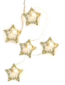 ACA DECOR LED Vianočná girlanda - Kovové hviezdičky, teplá biela, 2xAA, 220 cm