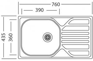 Nerezový drez Sinks COMPACT 760 V 0,5mm matný