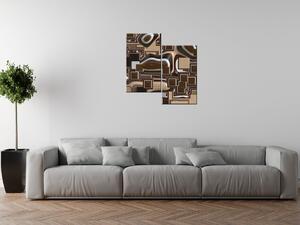 Gario 2 dielny obraz na plátne Hnedé kontúry Veľkosť: 60 x 60 cm