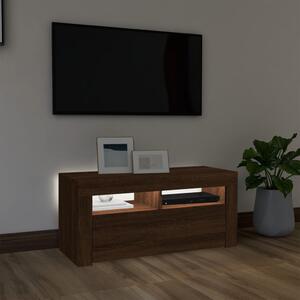 TV skrinka s LED svetlami hnedý dub 90x35x40 cm