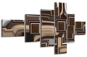 Gario 6 dielny obraz na plátne Hnedé kontúry Veľkosť: 180 x 100 cm
