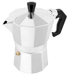 Moka kávovar na 3 šálky hliníkový strieborný (Moka kanvička "koťogo" pre 3 šálky espressa)