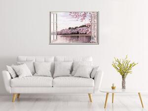 Obraz na plátne Okno dokorán Ružová príroda Rozmery: 90 x 60 cm