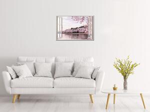 Obraz na plátne Okno dokorán Ružová príroda Rozmery: 90 x 60 cm