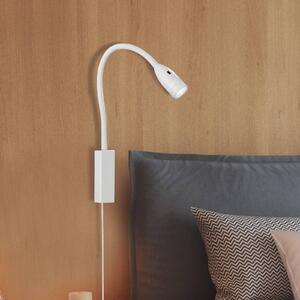 LED nástenné svetlo Sten, biele, výška 61 cm, ovládanie gestami, Biela / opálová, Spálňa, kov, Moderný, Svetlo na čítanie