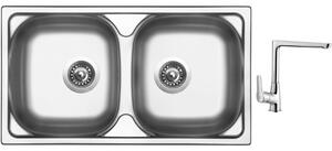 Set Sinks OKIO 780 DUO V leštěný + batéria Sinks batéria CASPIRA