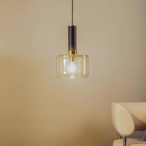 Závesná lampa Viva, dymová/čierna/mosadz, 1-pl