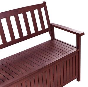 Záhradná lavička Sefu (mahagónové drevo + červená) (s úl. priestorom)). Vlastná spoľahlivá doprava až k Vám domov. 1075965