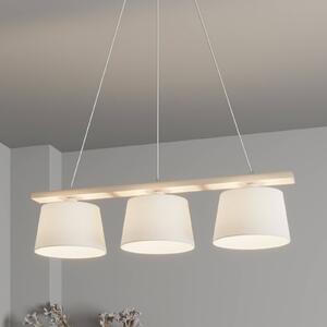Závesná lampa Švédsko, starožitná biela/biela, textil, drevo, 3 svetlá, Obývacia izba / jedáleň, Textil / látka / hodváb, Závesné svietidlo