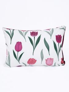 Bavlnená obliečka na vankúš Renforcé 40 × 60 cm - Kvety tulipánov fialovej