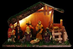 Svietiaci vianočný Betlehem drevený 30cm