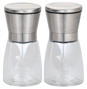 Mlynček na korenie, 2 ks, Ø 6,5 cm, 13,5 cm, nehrdzavejúca oceľ/plast KESPER 13907