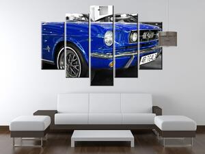 Gario 5 dielny obraz na plátne Modrý veterán Mustang Veľkosť: 150 x 80 cm