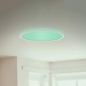 LED panel Slim okrúhly RGBW efekt Ø 42 cm biela, Biela / opálová, Obývacia izba / jedáleň, Plast, Moderný, Závesné svietidlo