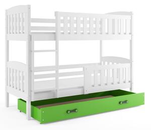 BMS Detská poschodová posteľ s úložným priestorom KUBUS biela Farebné prevedenie šuplíka: Biela, Veľkosť spacej plochy: 200x90 cm