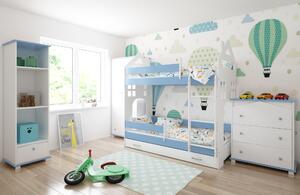 BabyBeds Detská poschodová posteľ DOMEK II 180x80 Farebné prevedenie: Biela, Úložný priestor k posteli: Áno, s úložným priestorom