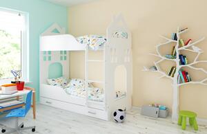 BabyBeds Detská poschodová posteľ DOMEK 180x80 Farebné prevedenie: Biela, Úložný priestor k posteli: Áno, s úložným priestorom