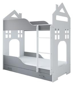 BabyBeds Detská poschodová posteľ DOMEK 180x80 Farebné prevedenie: Biela, Úložný priestor k posteli: Nie, bez úložného priestoru