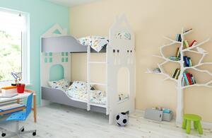 BabyBeds Detská poschodová posteľ DOMEK 180x80 Farebné prevedenie: Šedá, Úložný priestor k posteli: Nie, bez úložného priestoru