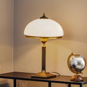 Stolová lampa Petro, sklo, farba starožitná mosadz, výška 50 cm