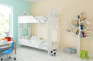 BabyBeds Detská poschodová posteľ DOMEK 180x80 Farebné prevedenie: Biela, Úložný priestor k posteli: Nie, bez úložného priestoru
