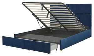 Manželská posteľ 160 cm Vissarion (modrá) (s roštom a úložným priestorom). Vlastná spoľahlivá doprava až k Vám domov. 1076390