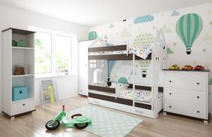 BabyBeds Detská poschodová posteľ DOMEK II 180x80 Farebné prevedenie: Biela, Úložný priestor k posteli: Áno, s úložným priestorom