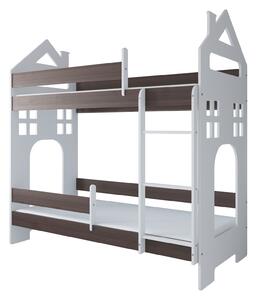 BabyBeds Detská poschodová posteľ DOMEK II 180x80 Farebné prevedenie: Orech, Úložný priestor k posteli: Áno, s úložným priestorom