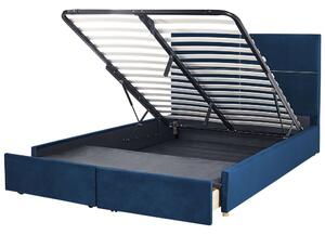Manželská posteľ 180 cm Vissarion (modrá) (s roštom a úložným priestorom). Vlastná spoľahlivá doprava až k Vám domov. 1076392