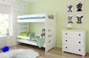 BabyBeds Detská poschodová posteľ MATI 180x80 Farebné prevedenie: Biela, Úložný priestor k posteli: Nie, bez úložného priestoru
