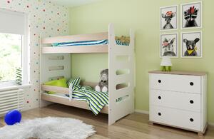 BabyBeds Detská poschodová posteľ MATI 180x80 Farebné prevedenie: Dub, Úložný priestor k posteli: Nie, bez úložného priestoru