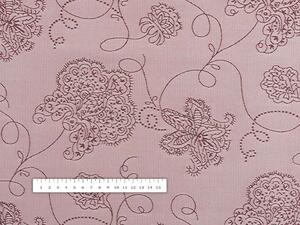 Teflónová látka na obrusy TF-077 Kvetované ornamenty na staroružovom - šírka 170 cm