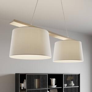 Závesná lampa Švédsko, starožitná biela/biela, textil, drevo, 2 svetlá, Obývacia izba / jedáleň, Drevo, Závesné svietidlo