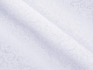 Teflónová látka na obrusy TF-078 Ornamenty - studená biela - šírka 160 cm