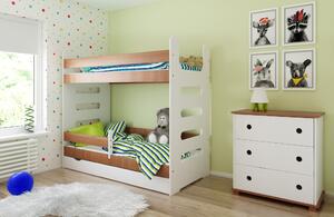 BabyBeds Detská poschodová posteľ MATI 180x80 Farebné prevedenie: Dub, Úložný priestor k posteli: Áno, s úložným priestorom
