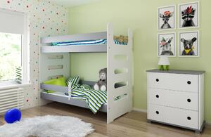 BabyBeds Detská poschodová posteľ MATI 180x80 Farebné prevedenie: Šedá, Úložný priestor k posteli: Nie, bez úložného priestoru