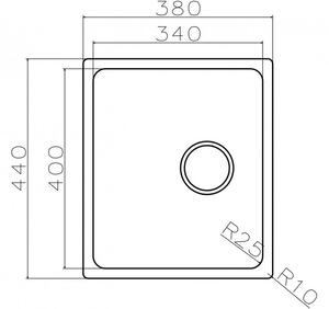 Nerezový drez Sinks BLOCK 380 V 1mm kartáčovaný
