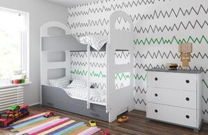BabyBeds Detská poschodová posteľ JANEK 180x80 Farebné prevedenie: Biela, Úložný priestor k posteli: Nie, bez úložného priestoru