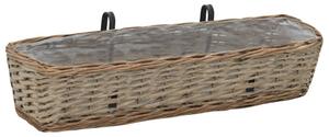 Balkónový kvetináč 2 ks, prútie s vložkou z PE 80 cm