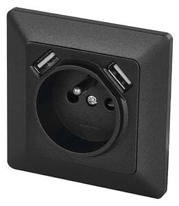 Zásuvka domová s USB 250V/16A antracit