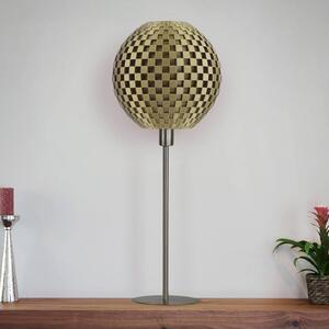 Stolná lampa Flechtwerk guľa s podstavcom, zlatá