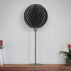 Stolná lampa Flechtwerk guľa s podstavcom, čierna