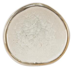 Biela antik úchytka so zlatým okrajom a popraskaním Azue - 4*4*7 cm - Clayre & Eef
