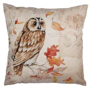 Béžová obliečka na vankúš so sovou Owl - 45*45 cm - Clayre & Eef