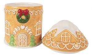 Hnedá keramická dóza perníková chalúpka - Ø 13*17 cm - Clayre & Eef