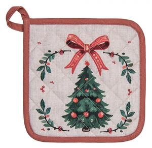 Béžová bavlnená chňapka podložka so stromčekmi Christmas Harmony - 20*20 cm - Clayre & Eef