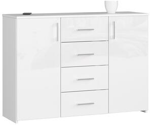 Ak furniture Komoda Torvi K 110,4 cm biela lesklá